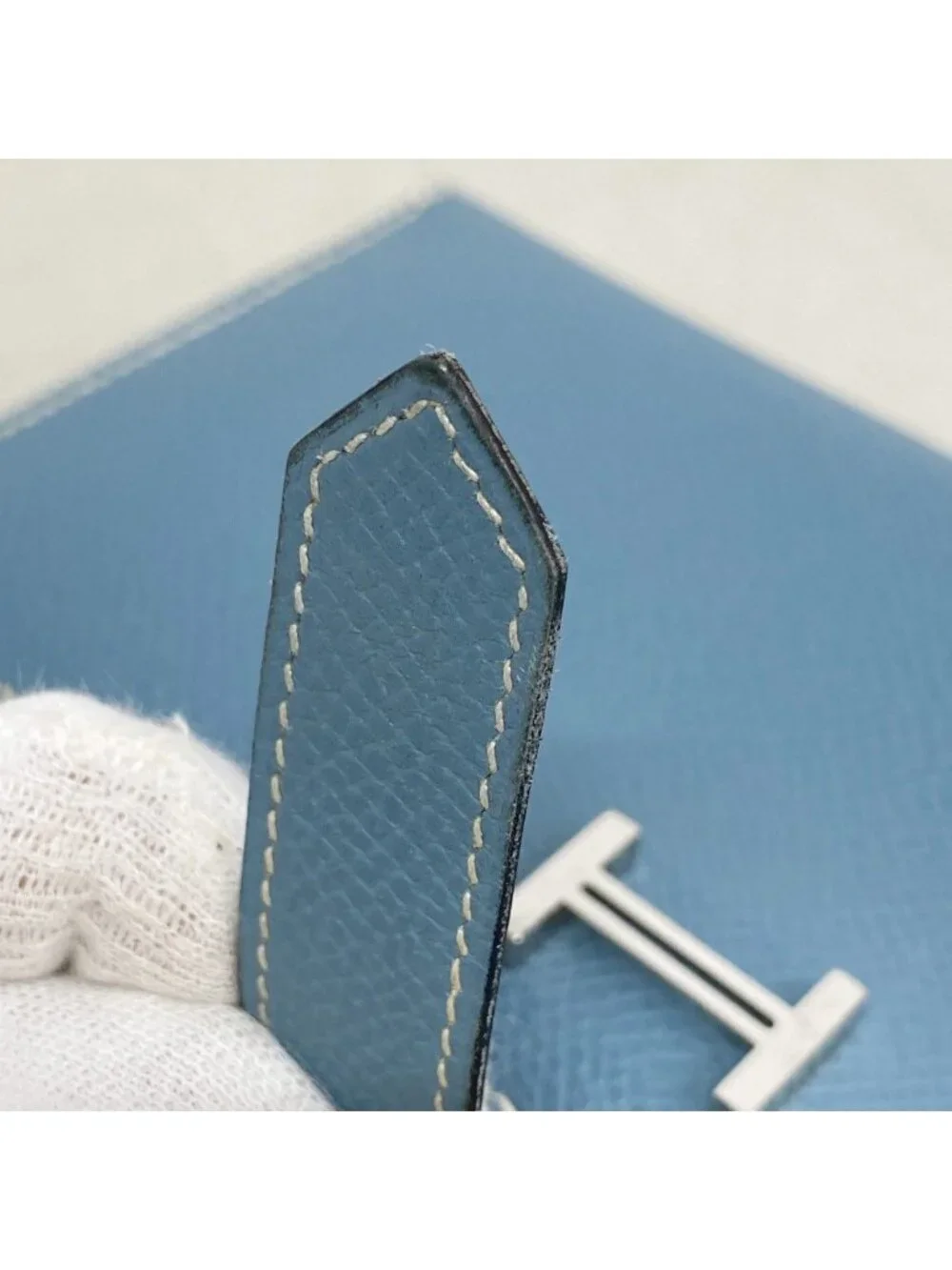 Hermes Wallet Bearn Souffle Veau Epsom Blue Jean Silver